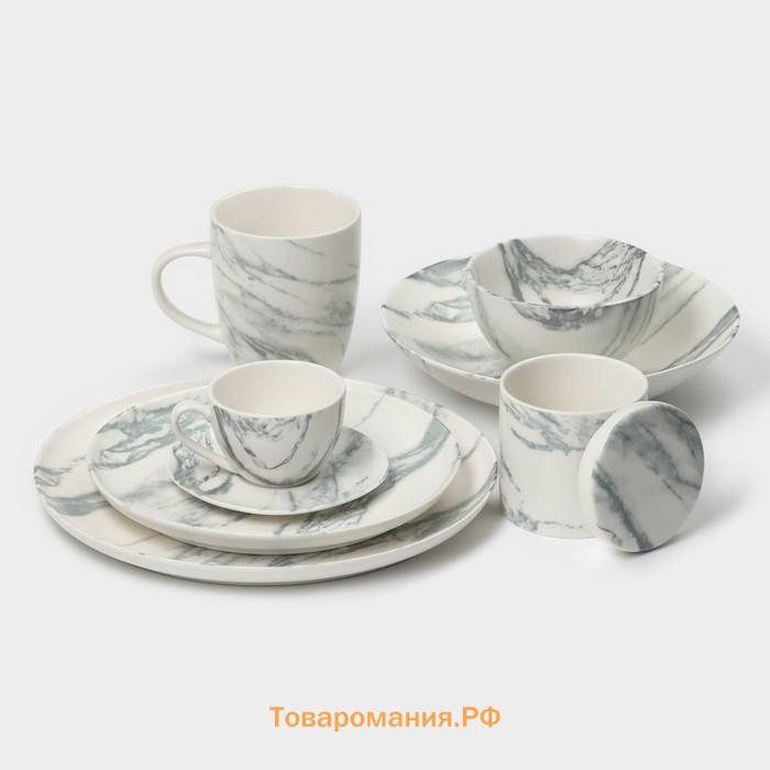 Салатники Magistro Real Marble, 380 мл, 11.6×6.5 см, набор 2 шт., фарфор, белые