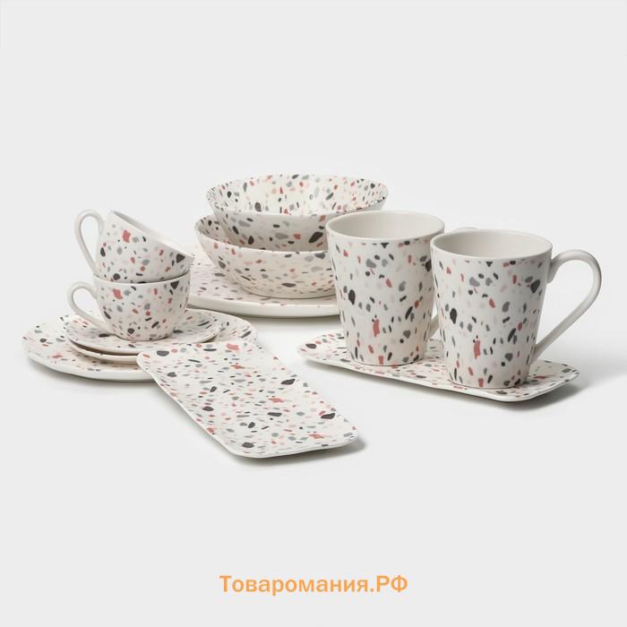 Салатники Magistro Terazzo, 1.4 л, 20×9 см, набор 2 шт., фарфор, белые