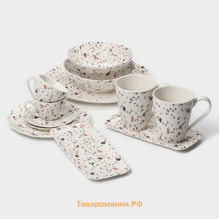 Салатники Magistro Terazzo, 1.4 л, 20×9 см, набор 2 шт., фарфор, белые