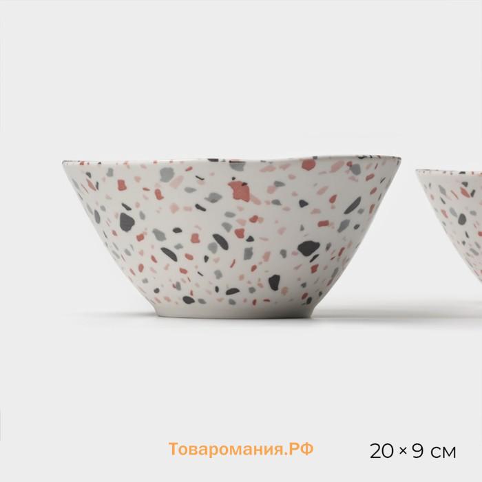 Салатники Magistro Terazzo, 1.4 л, 20×9 см, набор 2 шт., фарфор, белые