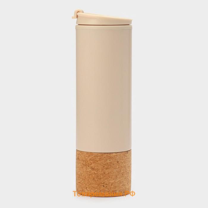 Бутылка для воды Magistro Cork, c элементами пробки, 450 мл, 7×7×23 см, бежевый
