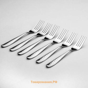 Набор вилок столовых из нержавеющей стали  «Колосок», h=19 см, 6 шт., серебристый