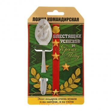 Ложка чайная с гравировкой «Командирская Ложка», на подарочной открытке, 3×14 см