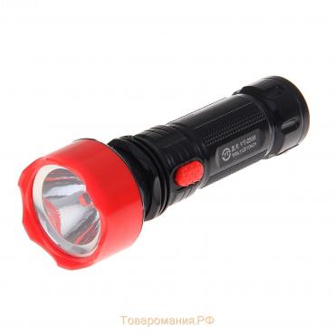 Фонарь ручной аккумуляторный, 1 LED, 16.5 х 5.7 х 5.7, от сети, красно-черный