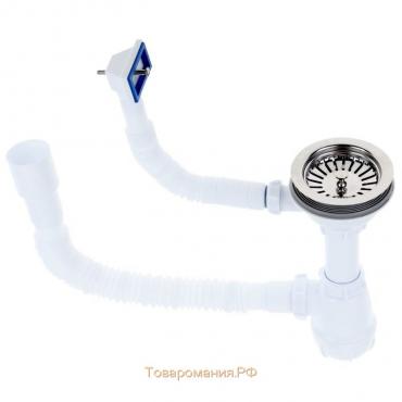 Сифон для мойки Aquant, 3 1/2" х 40 мм, прямоугольный перелив, с гофрой 40х40/50 мм