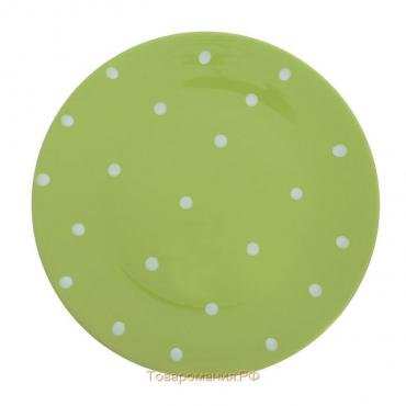Тарелка керамическая обеденная «Зелёный горох», d=27 см, цвет зелёный