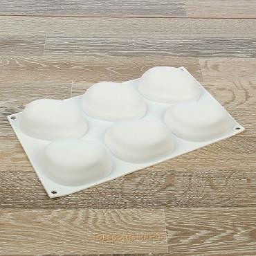 Форма для муссовых десертов и выпечки «Стоун», силикон, 30×18×3 см, 6 ячеек (9,5×7 см), цвет белый