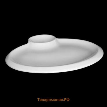 Блюдо фарфоровое с соусником Wilmax Teona, d=20 см, белое