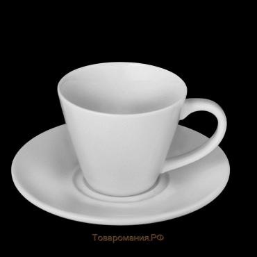Чайная пара фарфоровая Wilmax, 2 предмета: чашка 180 мл, блюдце d=14 см, цвет белый