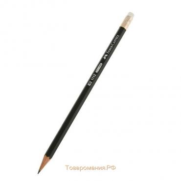 Карандаш чёрнографитный Faber-Castell HB 1112 с ластиком, чёрный