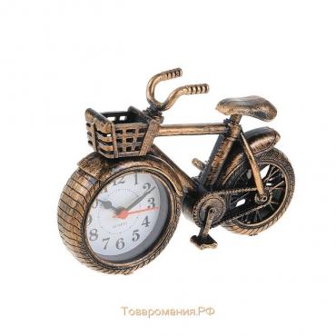 Часы - будильник настольные "Велосипед", дискретный ход, d-7 см, 13.5 х 18.5 см, АА