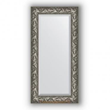 Зеркало с фацетом в багетной раме - византия серебро 99 мм, 59 х 119 см, Evoform