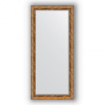 Зеркало с фацетом в багетной раме - виньетка античная бронза 85 мм, 75 х 165 см, Evoform