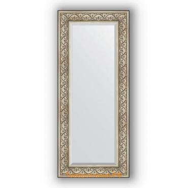 Зеркало с фацетом в багетной раме - барокко серебро 106 мм, 60 х 140 см, Evoform