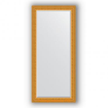 Зеркало с фацетом в багетной раме - сусальное золото 80 мм, 75 х 165 см, Evoform