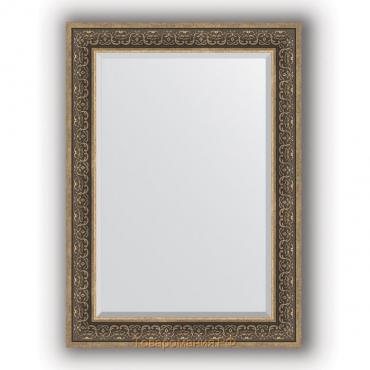 Зеркало с фацетом в багетной раме - вензель серебряный 101 мм, 79 х 109 см, Evoform