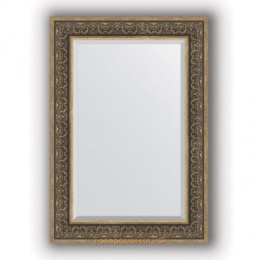 Зеркало с фацетом в багетной раме - вензель серебряный 101 мм, 69 х 99 см, Evoform