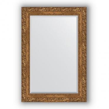 Зеркало с фацетом в багетной раме - виньетка бронзовая 85 мм, 65 х 95 см, Evoform