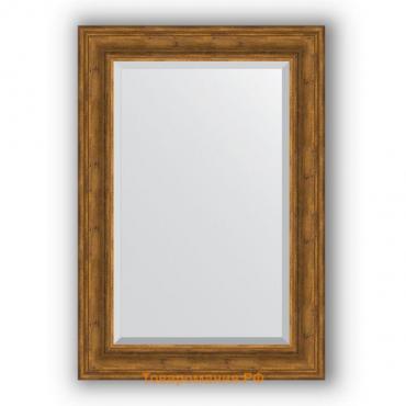 Зеркало с фацетом в багетной раме - травленая бронза 99 мм, 69 х 99 см, Evoform
