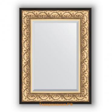 Зеркало с фацетом в багетной раме - барокко золото 106 мм, 60 х 80 см, Evoform