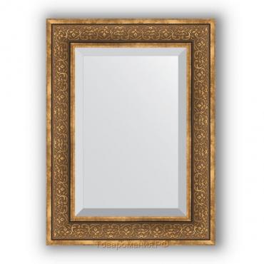 Зеркало с фацетом в багетной раме - вензель бронзовый 101 мм, 59 х 79 см, Evoform