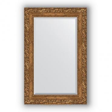 Зеркало с фацетом в багетной раме - виньетка бронзовая 85 мм, 55 х 85 см, Evoform