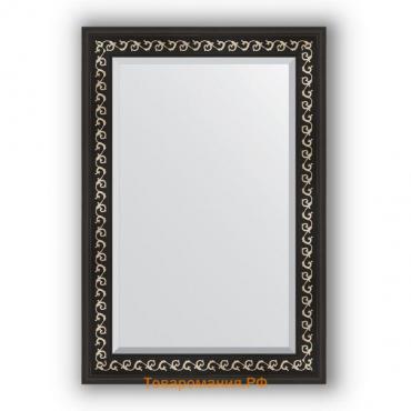 Зеркало с фацетом в багетной раме - чёрный ардеко 81 мм, 65 х 95 см, Evoform