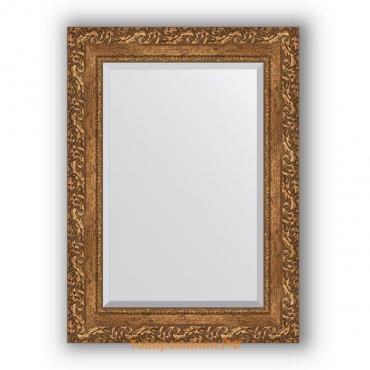 Зеркало с фацетом в багетной раме - виньетка бронзовая 85 мм, 55 х 75 см, Evoform