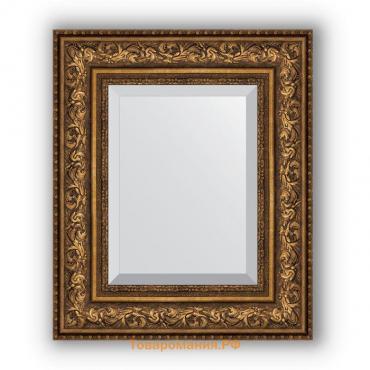 Зеркало с фацетом в багетной раме - виньетка состаренная бронза 109 мм, 50 х 60 см, Evoform