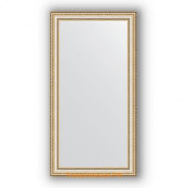 Зеркало в багетной раме - золотые бусы на серебре 60 мм, 55 х 105 см, Evoform