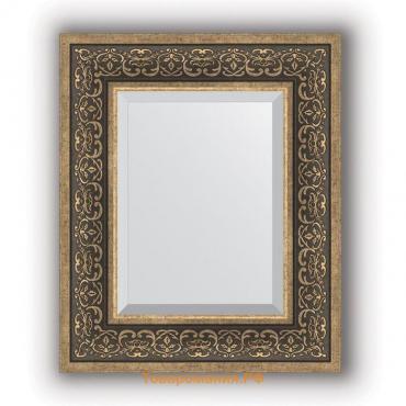 Зеркало с фацетом в багетной раме - вензель бронзовый 101 мм, 49 х 59 см, Evoform