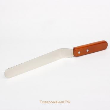 Лопатка-палетка с деревянной ручкой, изогнутая, 31,5 см, рабочая часть 19,5 см