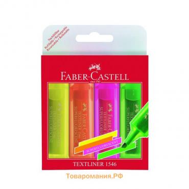 Набор маркеров текстовыделителей 4 цвета 5.0 мм, Faber-Castell 46 Superfluorescent в футляре, 154604/15460400