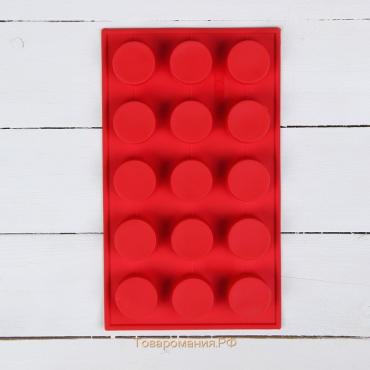 Форма для выпечки «Фигуры.Круг», силикон, 29×17×2 см, 15 ячеек (d=4,2 см), цвет коричневый