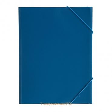 Папка на резинке А4, 500 мкм, Calligrata, корешок 4 мм, до 300 листов, тиснение "песок", синяя