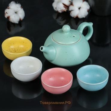 Набор для чайной церемонии керамический «Утро», 5 предметов: 4 пиалы 50 мл, чайник 200 мл
