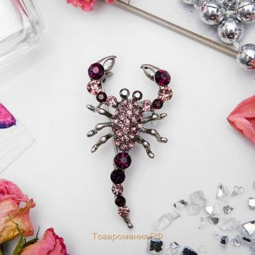 Брошь «Скорпион», цвет розово-фиолетовый в черненом серебре