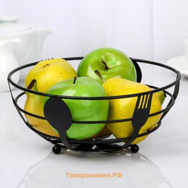 Фруктовница , 22×22×9.5 см, чёрная