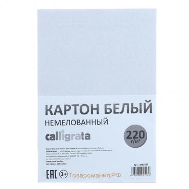 Картон белый А4, 6 листов, 190 г/м2 Calligrata, немелованный на скобе, ЭКОНОМ