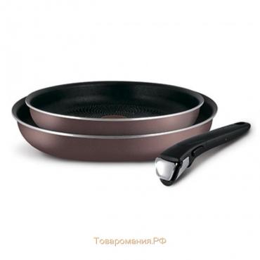 Набор посуды Tefal Ingenio Red 5, 3 предмета: сковороды 22 см, 26 см, съёмная ручка, цвет бордовый