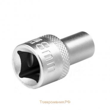 Головка торцевая Stels 13647, под квадрат, 1/2", 8 мм, CrV, двенадцатигранная, хромированная