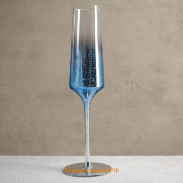 Бокал из стекла для шампанского Magistro «Мерцание», 190 мл, цвет синий