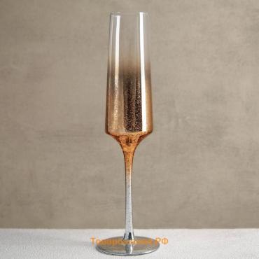 Бокал из стекла для шампанского Magistro «Мерцание», 190 мл, цвет золотой