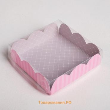 Коробка для печенья, кондитерская упаковка с PVC крышкой, «8 Марта», 10.5 х 10.5 х 3 см