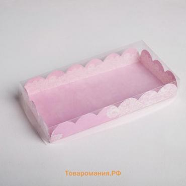 Коробка для печенья, кондитерская упаковка с PVC крышкой, «Сделано с любовью», 21 х 10.5 х 3 см