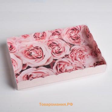 Коробка для печенья, кондитерская упаковка с PVC крышкой, My best wishes, 22 х 15 х 3 см