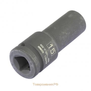 Головка ударная Stels 13942, 15 мм, 1/2", CrMo, шестигранная, удлиненная