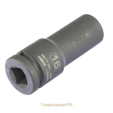 Головка ударная Stels 13943, 16 мм, 1/2", CrMo, шестигранная, удлиненная