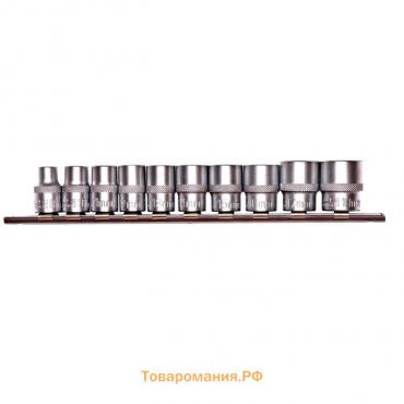 Набор торцевых головок STELS 13601, 3/8", шестигранные, CrV, 8-19 мм, 10 шт.