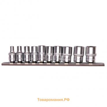 Набор торцевых головок STELS 13602, 1/4", шестигранные, CrV, 4-13 мм, 10 шт.